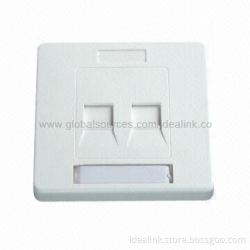 Faceplate with Shutter, UK Style, Two-port, Used for Cat5e and Cat6 Network Cabling
